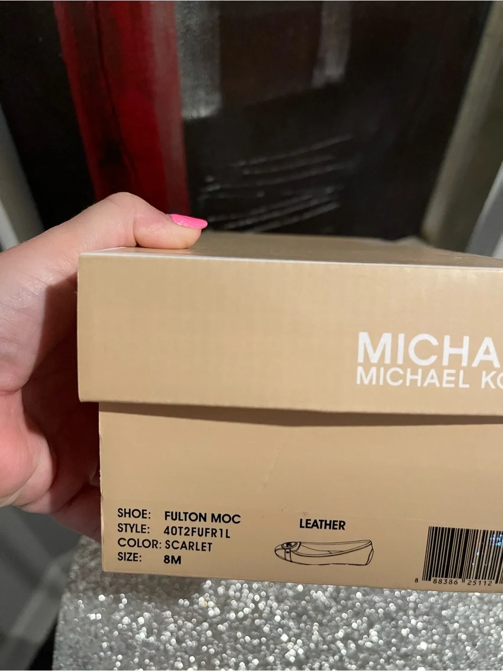 Michael Kors Red Leather MK Logo Round-Toe Ballet Flats